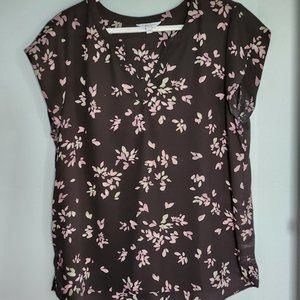 Black Blouse with Floral Accents